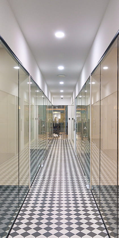 Spacious Private Office for rent in M G Road, Kochi with comfortable seating and office setup.